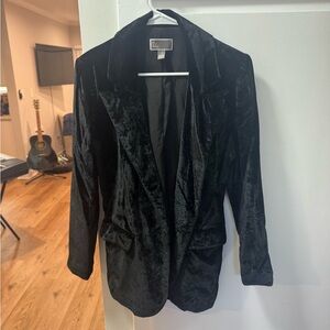 Velvet Black Women's Blazer Jacket - Classic Open Front